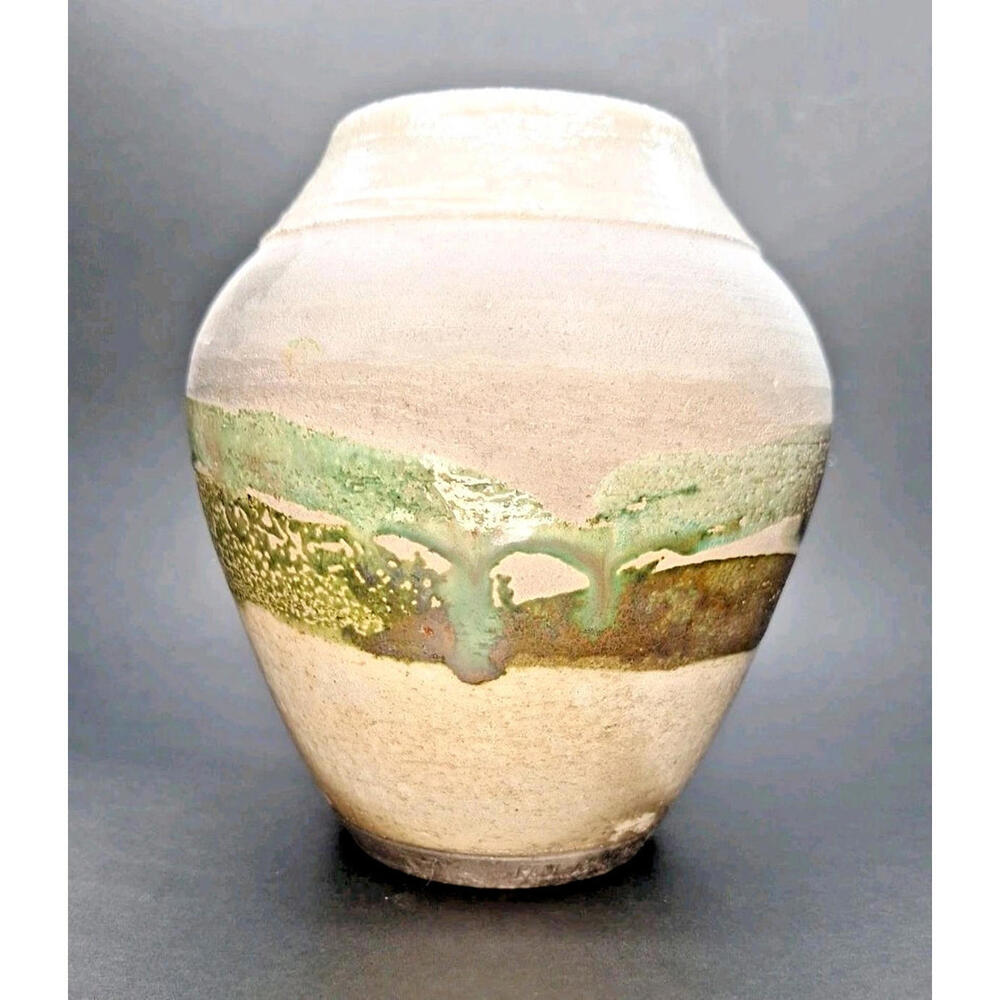 Vintage Paul Johnson Studio Raku Fired Art Pottery Vase Signed 6.6 in.
